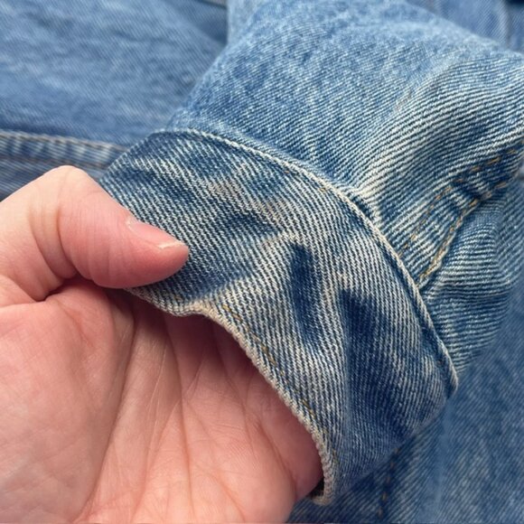 VTG 90s Gibson Guitar Men's Large Embroidered Blue Trucker Denim Jacket USA - Picture 9 of 16